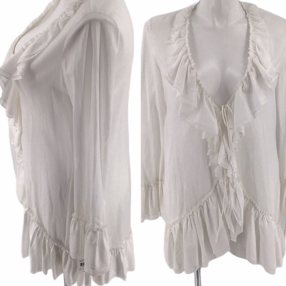 Diane Von Furstenberg Tops - DVF Sita white boho top NWT open front shear sz 12